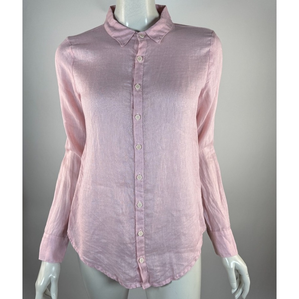 CP Shades Romy Linen Shirt Women XS EUC Long Sleeve Button-up Top Pink 1012-3